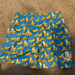 Boys, youth, large blue banana baseball lifestyle shorts
